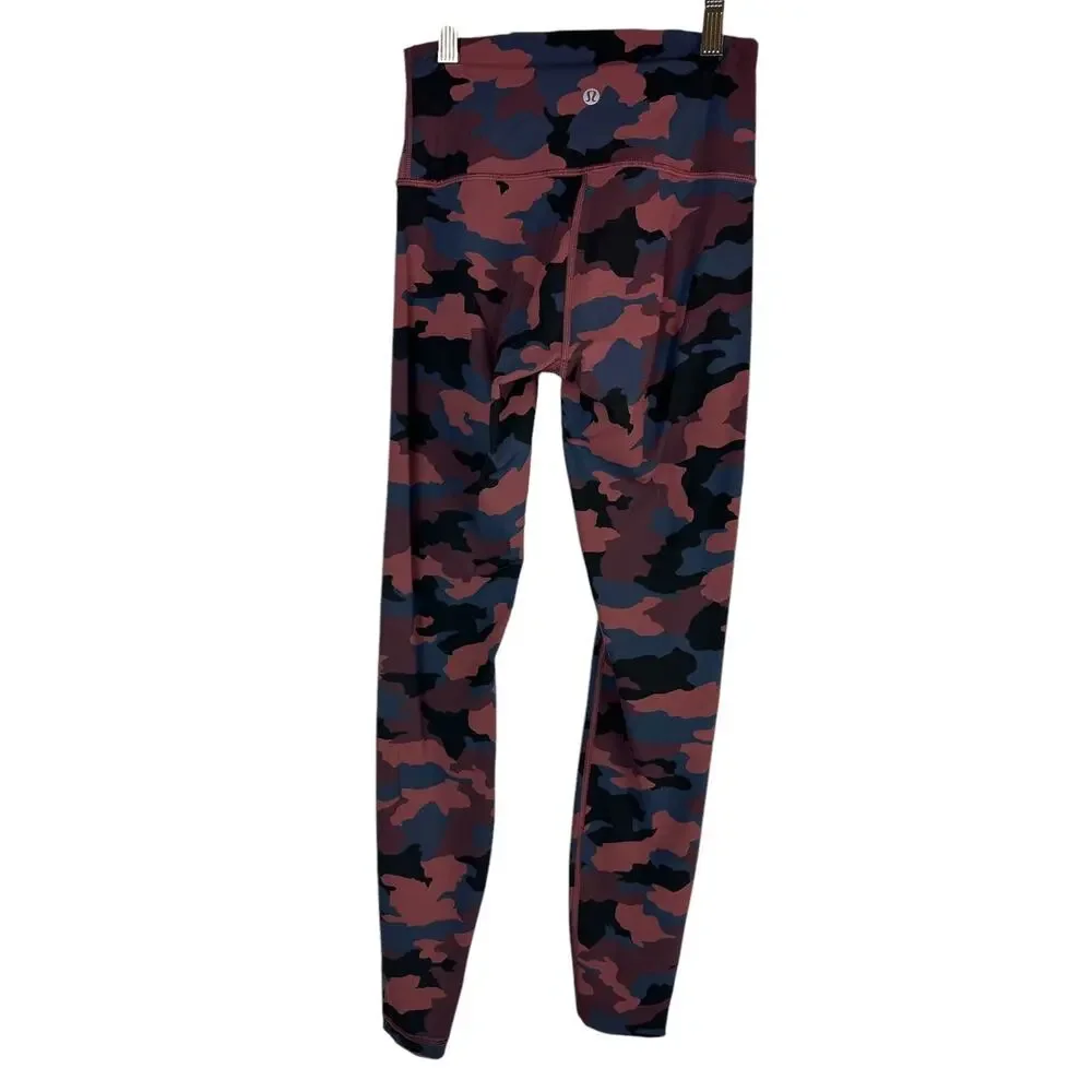 Lululemon Wunder Under High Rise Tight 28" Full On Camo Smoky Red Women's Size 4 - Picture 11 of 13